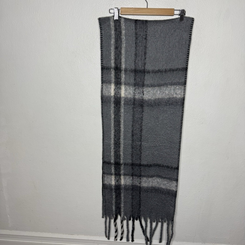 New Cotton On Phoebe Brushed Tassel Scarf Gray Soft Women's 92" Long